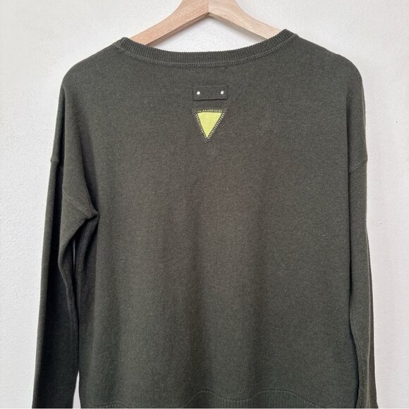 Lisa Todd Womens Small Cashmere Crew Neck Striped Dark Green Sweater - Picture 13 of 15